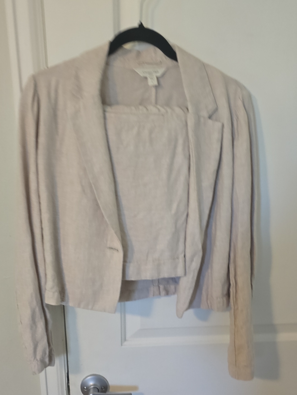 Cynthia Rowley Light Cream Linen Open Blazer